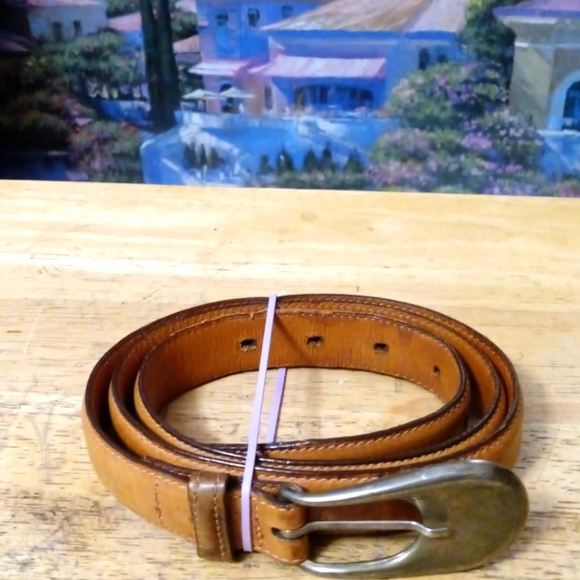 ๐บ๐ธCole Haan Handcrafted In Maine U.S.A. Size W.36,Vintage Tan Leather Belt. ๐ - Picture 1 of 9